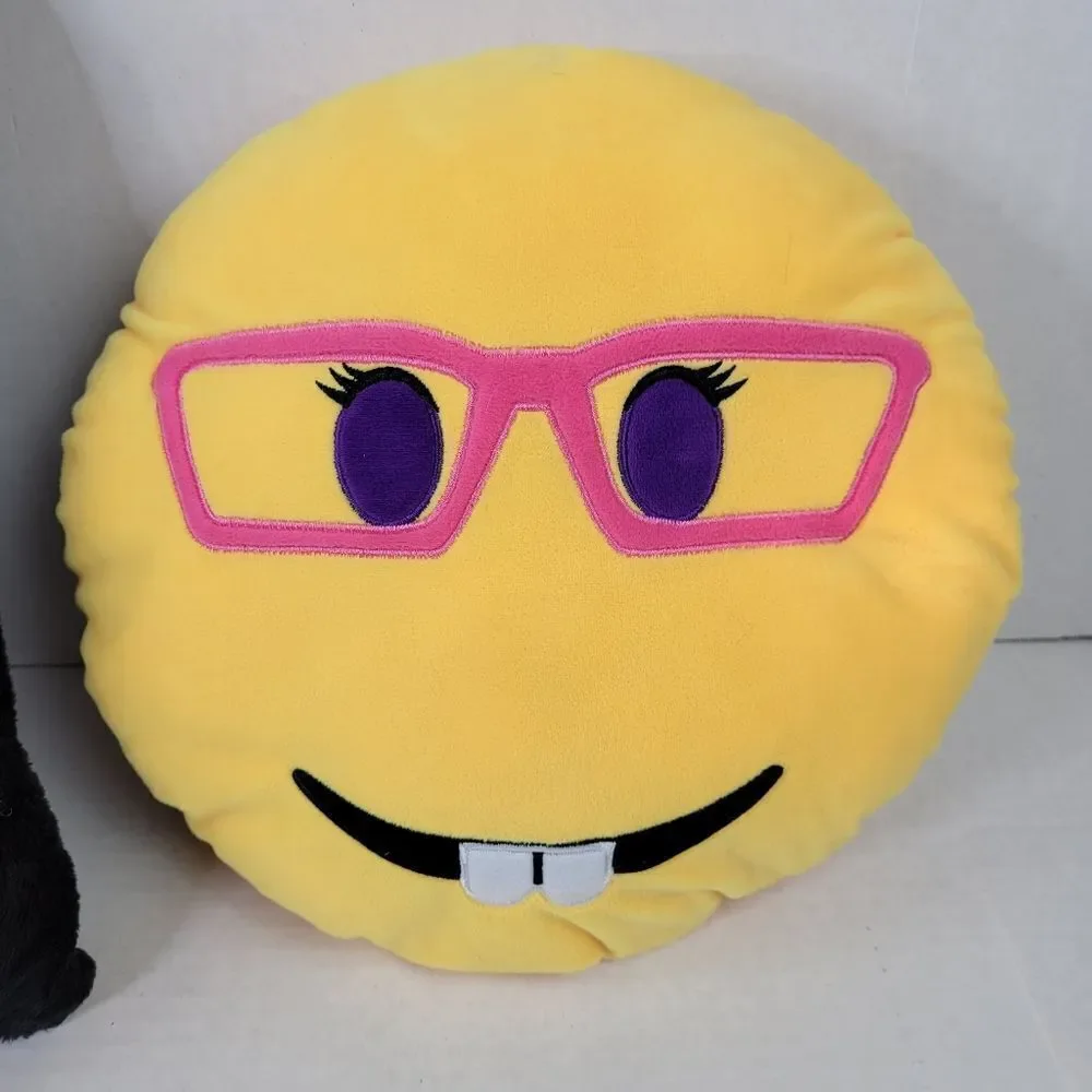 Nerd Girl and Reversible Sequins‎ Emoji Pillow Set